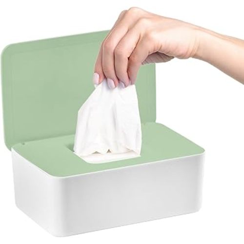 1Pcs Diaper Wipes Dispenser, Refillable Wipe Container, Wipe Container with Sealing Design Lid, Keep Wipes Fresh,Wet Wipes Cases (Green)