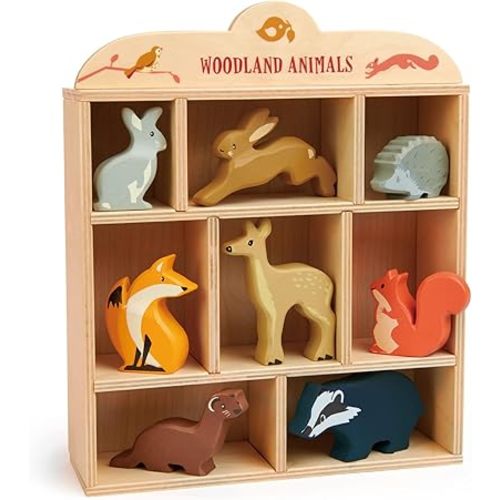 Tender Leaf Toys Woodland Animals – 8 Wooden Forest Animals with a Display Shelf -Classic Toy for Pretend Play – Develops Social, Creative & Imaginative Skills – Learning Role Play – Ages 3+ Years
