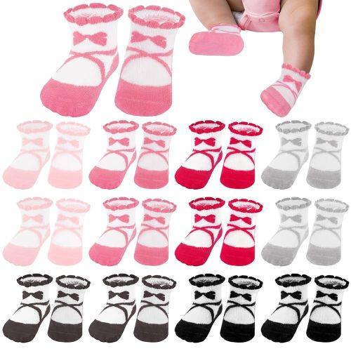 Toulite 12 Pairs Preemie Socks Baby Girls Boys Cotton Premature Ruffle Turn Cuff Sock for Hospital NICU Newborn