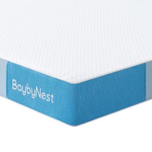 BaybyNest Dual-Sided Mini Crib Mattress 38x24x4”, Ultra Breathable Knitted Cover, CertiPUR-US Certified Blue