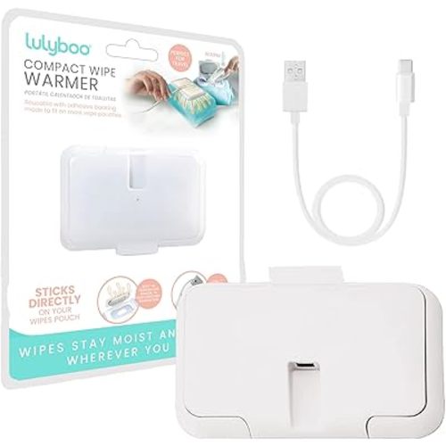 Lulyboo Compact Wipe Warmer, Constant Temperature & Double Layer Cover, Portable USB Baby Wipe Warmer for Home, Car & Travel - Keeps Wipes Moist, Ideal Baby Care Gift