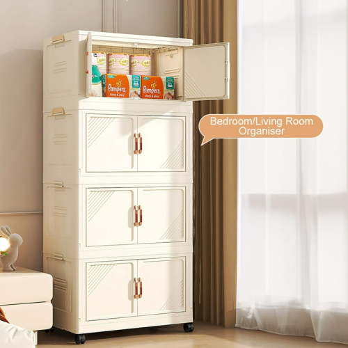 ENOKING 4-Tier Tween Divided Over-the-Door Closet Organizer, Plastic Storage Bins with Lid 132QT, 4-Drawer, White
