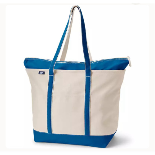 NAVY - Extra large - Long handles- Zip top - 5 Pocket Open Top Canvas Tote Bag | Lands' End