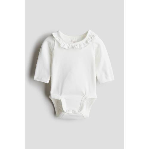 Cotton Bodysuit with Ruffle Collar