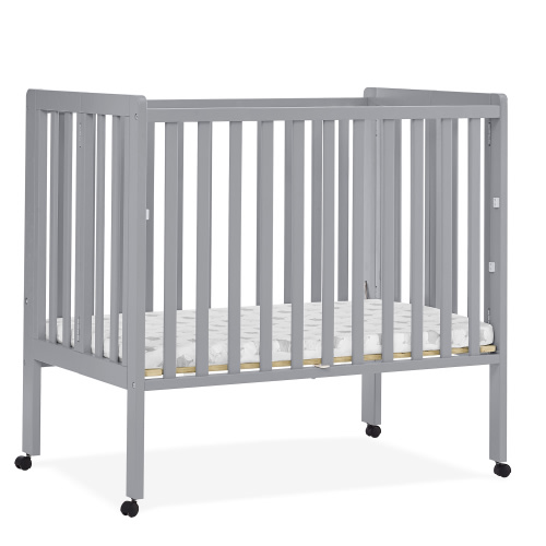 Delta Children Lee Portable Folding Mini Crib with 1.5-Inch Mattress - Greenguard Gold Certified, Grey