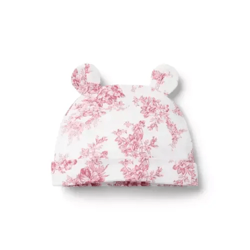 Baby Jet Ivory Floral Toile Baby Floral Toile Bear Ear Beanie by Janie and Jack