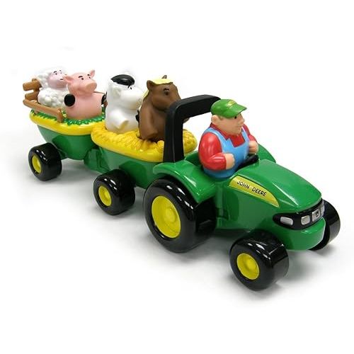 John Deere Animal Sounds Hayride Musical Tractor Toy - Musical Hayride and Farm Animal Toddler Toys - Includes Farmer Figure, Tractor, and 4 Farm Animals - Ages 18 Months and Up