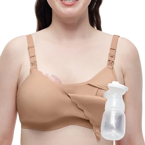Momcozy 4-in-1 Hands-Free Pumping Bra with Cooling Fabric & Jelly-Strip Support, Nursing & Breast Pump Bra for All-Day Wear