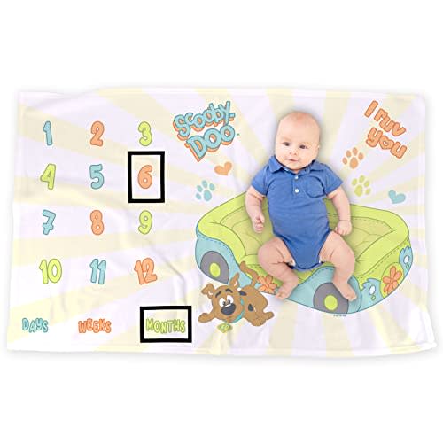 LOGOVISION Scooby Doo! Baby Milestone Blanket, 36"x58" I Ruv You, Unisex for Baby Boy and Girl