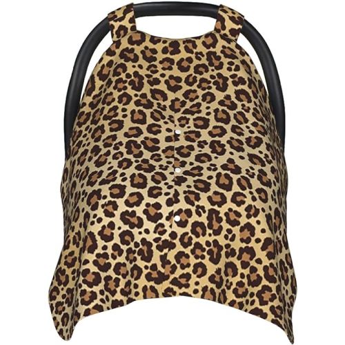 KiuLoam Animal Leopard Cheetah Print Baby Car Seat Canopy, Nursing Cover Breastfeeding Scarf, Stretchy Soft Breathable Infant Carseat Cover for Babies Boys Girls
