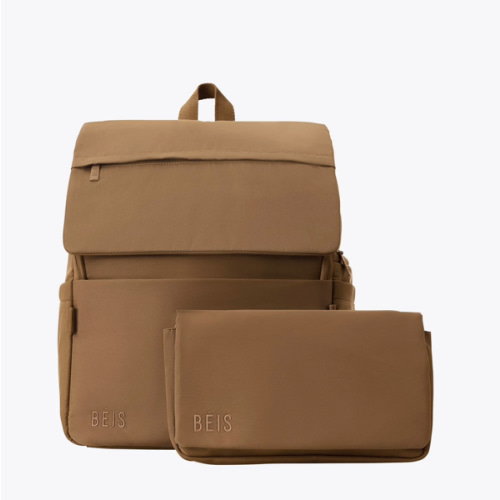BÉIS 'The Ultimate Diaper Backpack' in Camel - Diaper Bag Backpack in Camel Brown