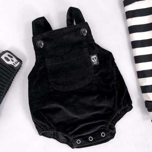 NOT SO BASIC BLACK CORD BABY ROMPERS