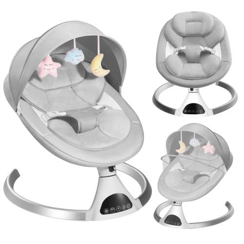 HARPPA Electric Infant Swing Seat, Portable Baby Bouncer with Bluetooth, 5 Speeds, Gray