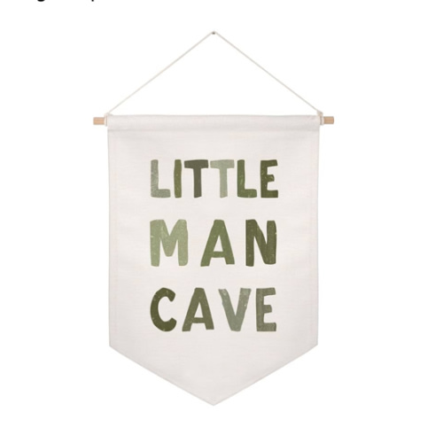 Little Man Cave Pennant Flag Wall Art Banner, Kids Room Decor, Nursery Wall Decor, Little Man Cave Sign, Hanging Canvas Banner, Baby Boy Wall Art, Kids Wall Art, Boys Room Decor, Boy Nursery Decor
