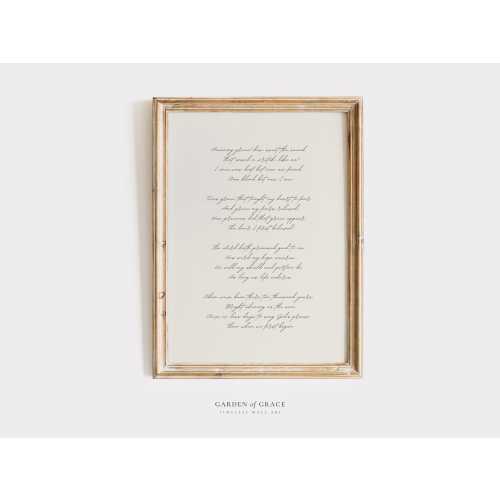 Amazing Grace Hymn Wall Art | Christian Farmhouse, Apartment, Room Decor Print in Beige | Subtle Song Lyrics | Vintage Quote, Baptism Gift
