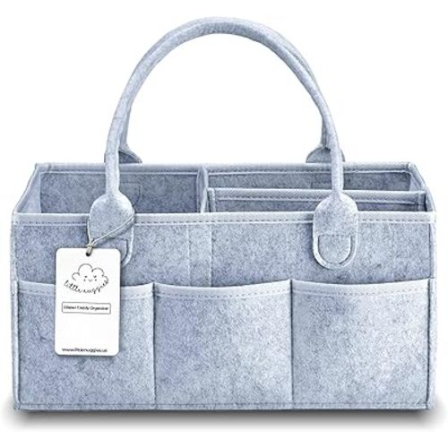 Stylish Gray Felt Diaper Caddy Organizer - Versatile & Portable Baby Basket - Perfect Baby Shower Bags for New Moms - Durable & Baby-Safe Material - Simplify Parenting Life