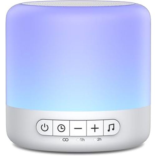 Easysleep White Noise Sound Machine with 30 Soothing Sounds 12 Night Light 32 Volume 3 Timers Portable Sleep Sound Machine for Office Travel Noise Canceling Lullaby & Rain Sound for Baby, Adults