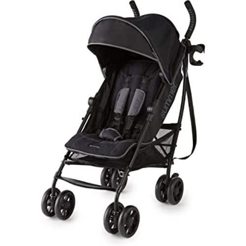 Summer 3Dlite+ Convenience Stroller, Matte Black – Lightweight Umbrella Stroller with Oversized Canopy, Extra-Large Storage and Compact Fold