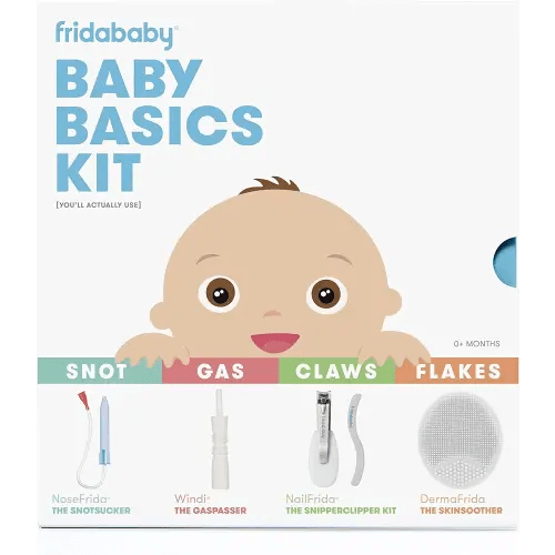 Frida Baby Baby Basics Kit|Includes NoseFrida, NailFrida, Windi, DermaFrida + Silicone Carry Case