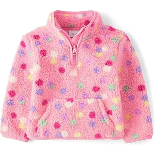 Amazon.com: The Children's Place,Baby Girls,and Toddler Sherpa Jacket,Pink Dots Quarter Zip,3 Years: Clothing, Shoes & Jewelry