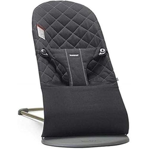 BabyBjörn Bouncer Bliss, Cotton, Black | 2-in-1 Adjustable Baby Bouncer Seat and Toddler Chair, Newborn to Toddler (8-29 lbs), 4 positions, Lightweight & Portable