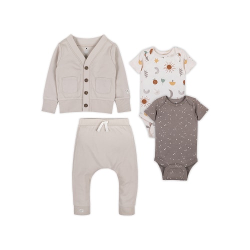 Little Star Organic Baby Unisex 4Pc Mix and Match Gift Set, Size Newborn-24M