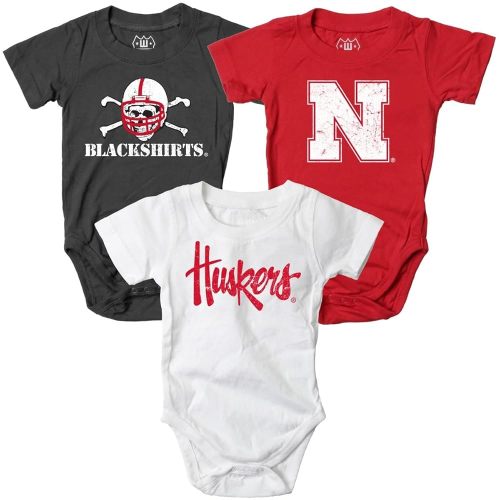 Wes and Willy Baby College Team 3 Pack of Cotton Rompers