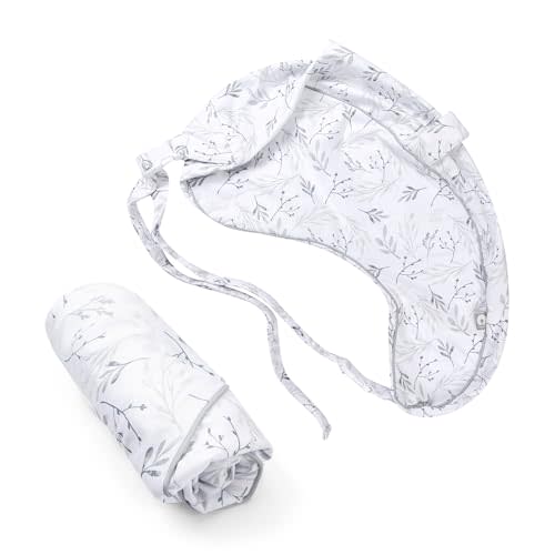 Boppy Uplift Nursing Pillow Cover - Soft Washable Microfiber Bottle & Breastfeeding Pillow Cover with Belt (Uplift Feeding Pillow Sold Separately) - Gray Gentle Leaves