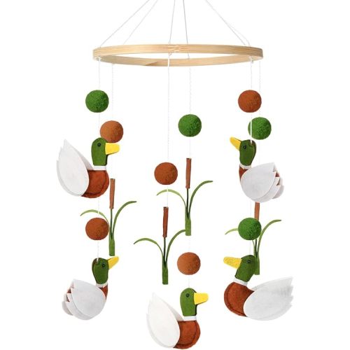 Mallard Duck Baby Mobile for Crib Mallard Duck Baby Stuff Wild Duck Felt Nursery Mobile Neutral Wooden Handmade Hanging Mobile for Crib