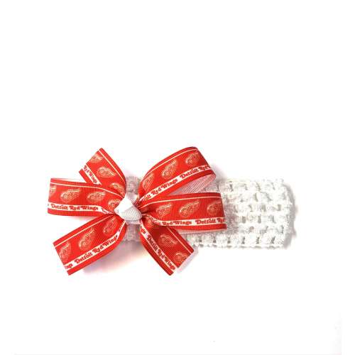 Newborn Detroit Red Wings Headband Baby Girls Detroit Red Wings Hockey Hair Bow