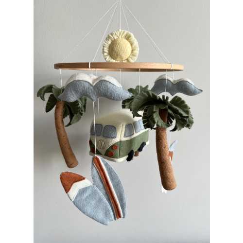 Baby Mobile Surfing Mobile For Crib Baby Mobile Beach Ocean Baby Mobile Boy Cot Baby Mobile Palms Surfboard Mobile Marine Theme Mobile Sea