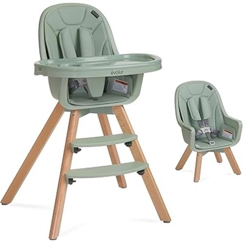 Evolur Zoodle 2 in 1 Convertible Baby High Chair in Sage Green