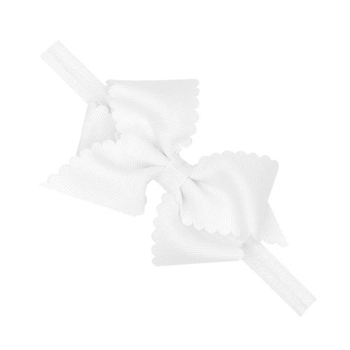 Wee Ones Baby Girl's Extra Small Grosgrain Bow On Matching Elastic Band, 0-6 Months, White