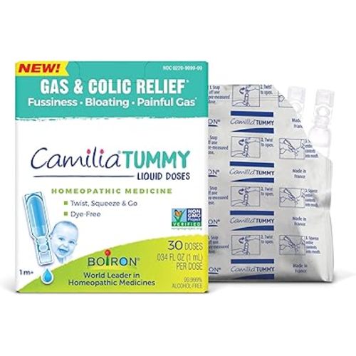 Boiron Camilia Tummy for Colic, Painful Gas, Bloating, & Fussiness- Sterile and Non-Drowsy Liquid Doses - 30 Count
