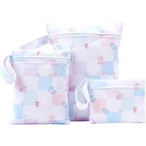Happy Flute 3 Set Wet Bag Storage Bag Zipper Waterproof Washable Travel Bags, Beach, Pool, Gym Bag for Cloth Diaper, Swimsuits & Wet Clothes