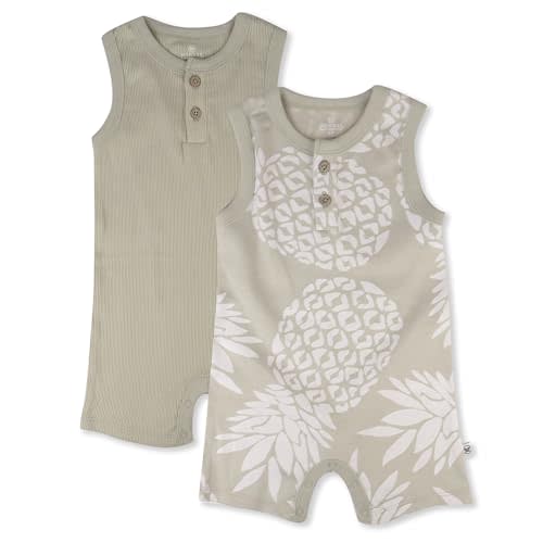 HonestBaby Short Sleeve and Tank Romper 100% Organic Cotton for Infant Baby and Toddler Boys