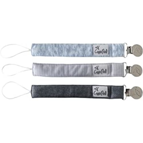 Copper Pearl Pacifier Clip 3-Pack: Premium Knit Binky Clips for Baby Girls and Boys - Stylish Stainless Steel Pacifier Holder Clip - Baby Pacifier Clips for No More Floor Drops - Lennon