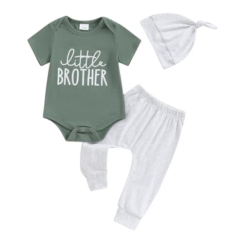 wybzd Little Brother Newborn Outfit T-Shirt Romper Top and Pants Sets Baby Coming Home Hospital Clothes Summer Clothing