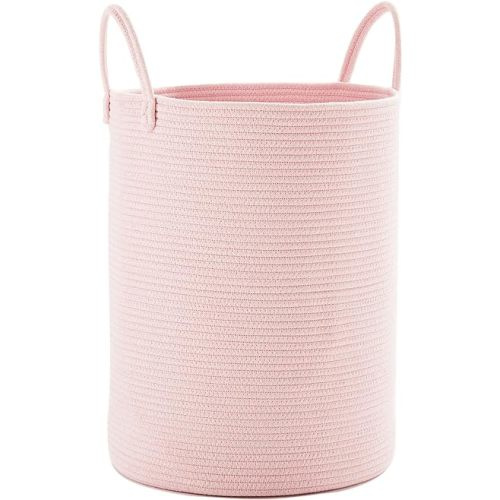 Amazon.com: MOJOSCEND Pink Laundry Hamper Basket for Baby Nursery Kids, 15Dx20H inches Tall Woven Laundry Basket for Girls, Large Clothes Hamper for Bedroom-60L : Home & Kitchen