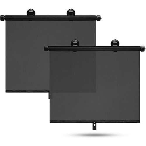 Car Window Shades - Side Window Sun Shade (2 Pack) Retractable Car Roller Sunshade for UV and Sun Glare Protection (17.7"x19.6")