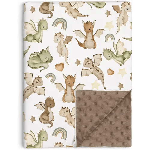 Dragon Baby Blanket for Boys Girls Soft Double Layer Minky with Dotted Backing, for Fairy Tale Theme Toddler Nursery, Newborn Infant Toddler Crib Bedding, Stroller, Receiving Blankets, 30"x40"