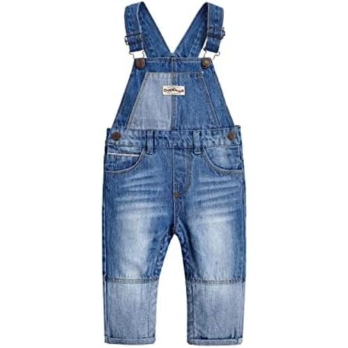 KIDSCOOL SPACE Baby Toddler 2 Buttons Adjustable Straps Fashion Jean Overall