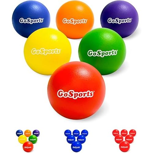 GoSports Soft Skin Foam Playground Dodgeballs - Set of 6 Includes Mesh Carry Bag