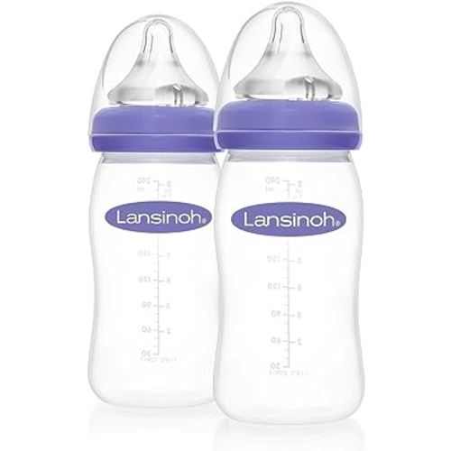Lansinoh Momma Breastmilk Feeding Bottle with NaturalWave Nipple, 8 Ounce, BPA (Pack of 2) (2)