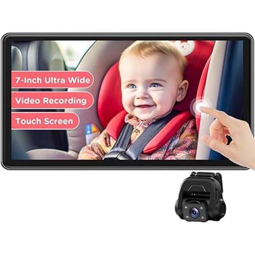 Car Camera for Baby, 7'' 1440P Baby Car Camera with Video Recording Function 3X Zoom in Closer, Car Baby Camera with Clear Wide View for Rear Facing Seat