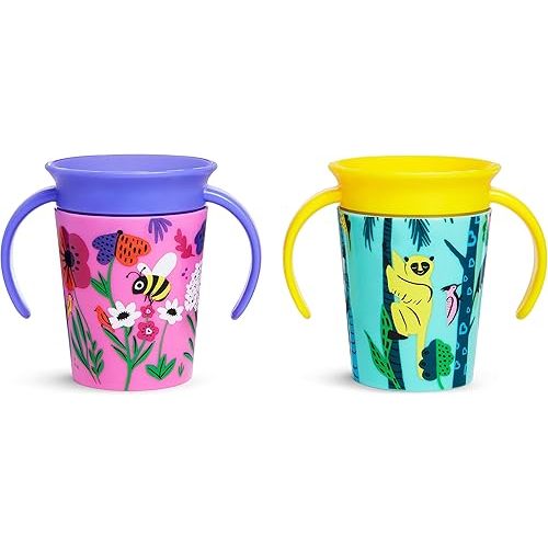 Munchkin® Miracle® 360 Wildlove Sippy Cup, 6 Oz, 2 Pack, Bee/Lemur
