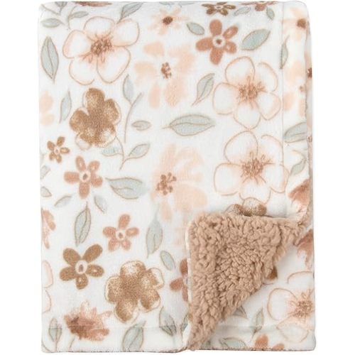 Jessica Simpson Luxury Velour Plush Printed Baby Blanket for Newborns, Infants and Toddlers (Robin's Egg Blue Floral)
