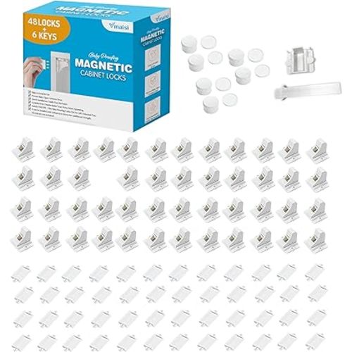 Vmaisi Baby Proofing Magnetic Cabinet Locks (48 Locks and 6 Keys)