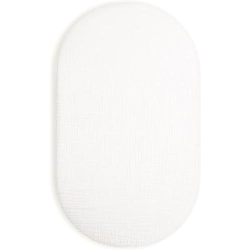 Bassinet Sheet for Baby Boy and Girl, Fitted Sheets for Rectangle, Oval, Hourglass Bassinet Mattress, Muslin Moses Basket Sheets with Neutral Style (White)