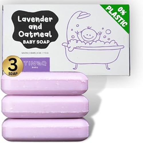 Baby Wash and Shampoo | Organic Baby Soap Bar | HYPOALLERGENIC | Baby Bath Soap Sensitive Skin | Relaxing Lavender Oil & Oatmeal | Fragrance-Free | Plastic Free | No SLS | Vegan | 3 Bars